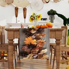 1/25 pièces Série automne, chemin de table en lin imprimé de feuilles d'érable et de pommes de pin, convient pour les fêtes, les dîners d'anniversaire, la décoration de la cuisine et de la salle à manger, les meubles et la décoration textile de la maison. C'est un article de décoration polyvalent convenant à toutes les saisons, parfait pour les décorations de fête et de vacances, ainsi qu'un excellent cadeau pour les parents et les amis.