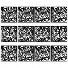 Hanging Room Divider Decorative Thick Wall Screen Panels Floral Carving Pattern Hollow Out Design For Bedroom Living Dining Room Kitchen Office Restaurant Home Hotel Decor, 15.7"X15.7" - Black - View 5