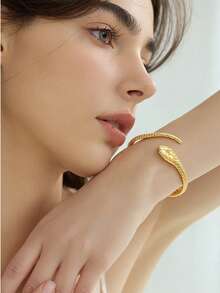 6 件极简主义叶子金属臂袖手镯套装，适合日常佩戴、街头风格和度假 - A0007T-1 - 查看 2