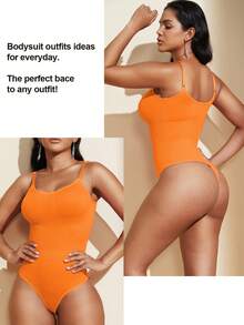 1 bộ áo liền quần định hình không đường may dành cho nữ, kiểu quần lọt khe, áo liền quần giúp thon gọn vóc dáng, áo liền quần kiểm soát vòng bụng, đồ định hình, đai nịt eo. - trái cam - Xem 7