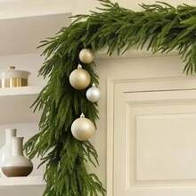 1pc Norfolk Pine Garland - Realistic Artificial Pine Straw Evergreen Garlands For Christmas Decor, Seasonal Wreath, Holiday, Indoor Outdoor Home Decor, Thanksgiving, Harvest, Fireplace, Patio Fence, Front Door, Window Hanging Christmas Decorations Room Decor Winter Christmas Decorations Home Christmas Gifts Christmas Decor - Green - View 9