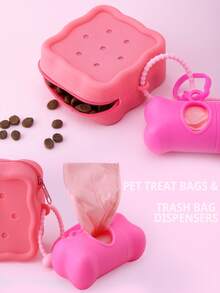 1 pieza Bolsa de entrenamiento de silicona para mascotas para uso en exteriores + 1 pieza Bolsa para desechos de mascotas + 1 pieza Dispensador de bolsas para excrementos de mascotas, Bolsa de recompensas conveniente para pasear perros, Mochila para pecho/cintura para gatos/perros para senderismo, camping