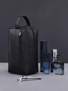 男士防水旅行洗漱包便携式化妆品收纳包拉链手提包复古缝线PU皮革洗漱包大容量旅行商务男士便携式洗漱包男士礼物圣诞袋防水背包复古男士礼物情人节 - 彩色 - 查看 14