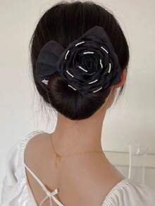 1个花朵水钻发夹，优雅蝴蝶发型配饰，方便日常卷发和编发，适合女性（花瓣和水钻数量随机），美发套装，美发工具套装，家居美容女性配饰礼品，美发工具发饰 - 彩色 - 查看 3