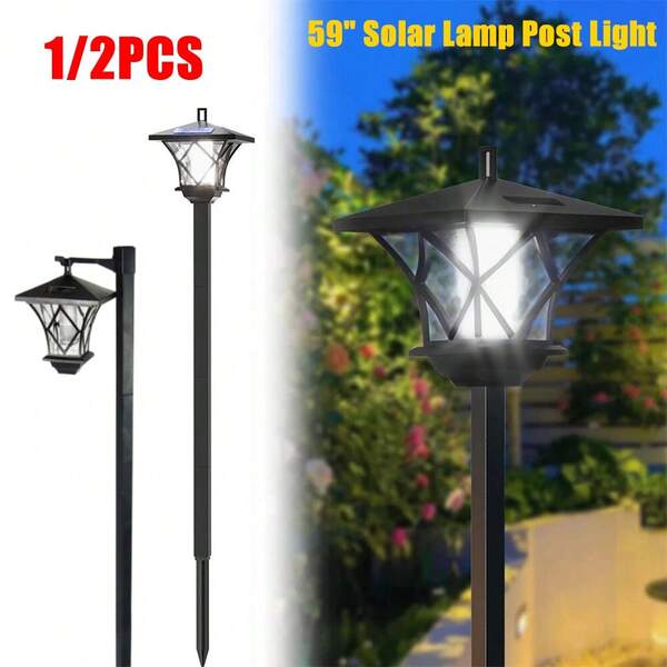 59''Solar Lamp Post Light LED Landscape Street Pole Lamp For Garden Yard Pathway
