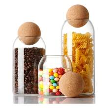 3pcs, 41oz/1200ml, 27oz/800ml, 17oz/500ml Glass Cups, Glass Storage Container With Spherical Cork Stopper, Reusable, Suitable For Storing Tea, Coffee, Flowers, Nuts, Candies, Etc., Essential For Kitchen Storage. - transparent - View 3