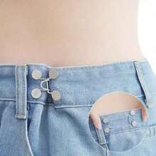 1/2/4pcs Round Waist Tightener Buckle Pants Pins For Jeans, Skirts, Pants, Collar Buttons Brooch Pins For Women And Men, High Quality Metal, Durable, No Tools Instant Pants Adjustable Button Pins, Metal Anti-Walking Light Brooch, Fashion And Detachable Pants Clip, Travel Essential, Bag Accessories For Girl, Student And Gift For Mom - Bạc - Xem 3