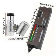 Professional Diamond Tester - Portable Electronic Diamond Tester Tool, High Precision Jewelry Diamond Tester For Precious Gems & Stones With 45x LED Magnifier - Black - View 2