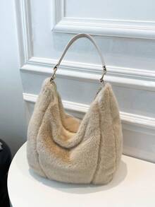 BAILEE 时尚优雅的新款秋冬柔软纯色毛绒大容量拉链女士单肩手提包，是职场女性的必备单品，适合大学、工作、商务、通勤、户外、旅行、野餐、办公室等各种场合，也适合工作、购物、参加晚宴、时尚活动以及赠送朋友。 - 彩色 - 查看 14