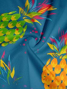 Men's Fashionable Pineapple & Donut Print Double Layer Beach Shorts - Blue - View 4