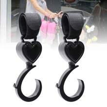 2个婴儿推车挂钩，电动自行车宠物车挂钩，多功能360度旋转挂钩，婴儿床挂钩，心形挂钩