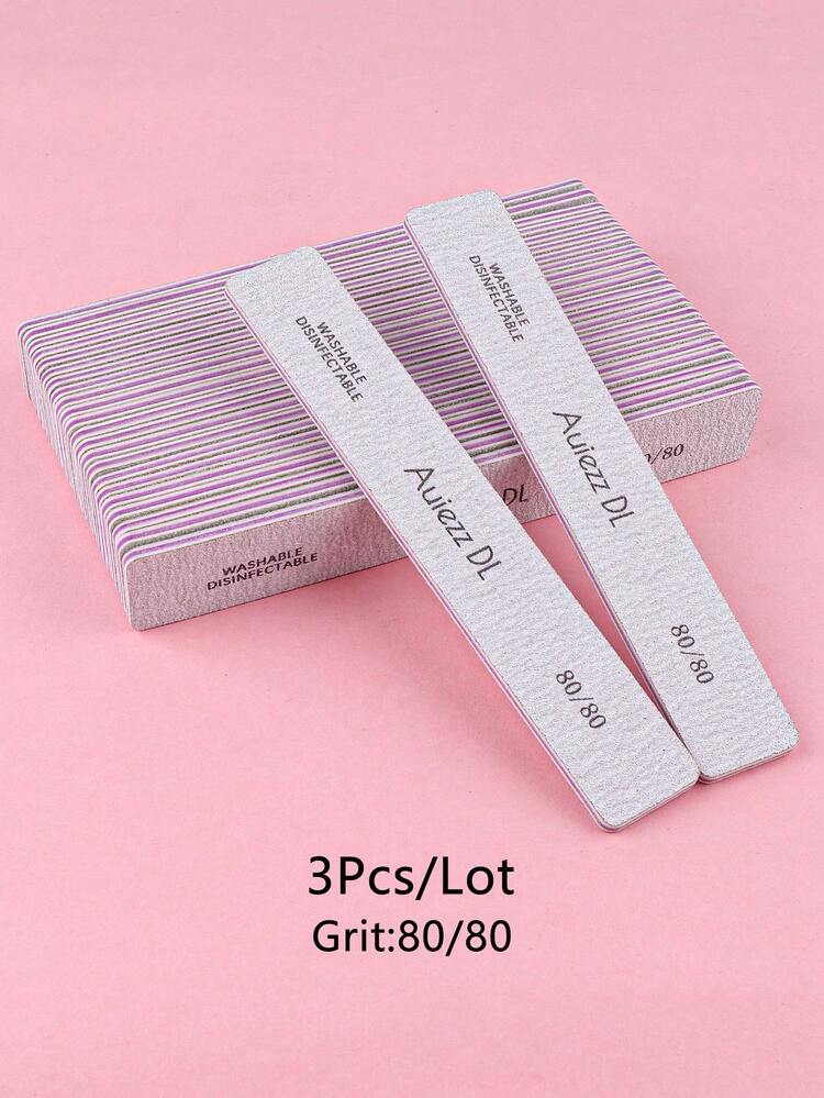 3Pcs/5Pcs/10Pcs Diamond Nail Files, Durable Double-Sided Manicure Files, Rectangular Nail Care Tools - Light Grey - View 16