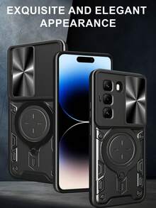 Infinix Hot 50 Pro 4G 手机壳，带滑动相机镜头和支架 - 黑色 - 查看 9