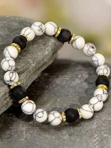 手工白绿松石和天然石手链 - 波西米亚风格，象征着新的开始，适合各种场合，是完美的节日礼物和日常配饰 | 波西米亚风格手链 | 绿松石 - 多色 - 查看 7