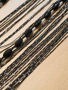 1pc Fashionable Beaded String Curtain/Door Curtain - Black - View 10