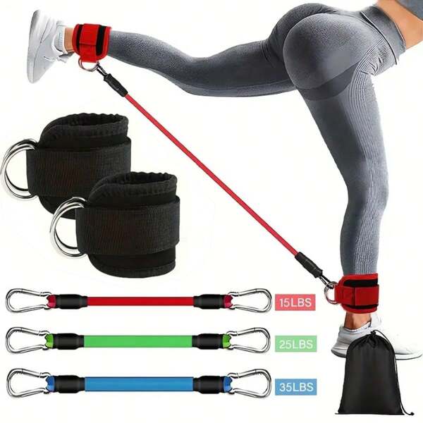 Ankle Resistance Bands Set With Adjustable Straps For Strength Training, Leg And Butt Exercises, Glute Training, Keeping In Perfect Shape, Yoga Pull Bands - Mesh Carrying Bag Included