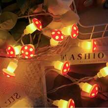 1pc LED String Light Red Mushroom-Shaped Bulbs, Plant Series Decorative Colorful Light String For Room Decoration - Warm white light - View 13