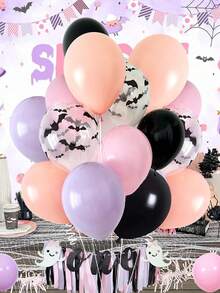 16/26pcs Pink Bat Halloween Birthday Party Decoration Balloons, Scary Bat Purple Black Latex Balloons, Halloween Birthday Party Supplies, Halloween Balloon Garland Set For Girls Party, Baby Happy Day, Ghost Birthday Party Decorations Home Decor Room Decor Halloween Decor