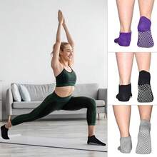 Yoga Socks With Grips For Women Non Slip Pilates Socks Anti Skid Grippy Ankle Athletic Socks 3 Pairs-242175 - 03Đen - Xem 5