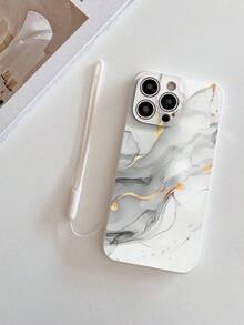 1 pieza Funda de teléfono a prueba de golpes con patrón de mármol blanco de TPU y 1 pieza Correa de muñeca de silicona blanca, compatible con Apple/Fundas de teléfono a juego/Fundas de teléfono con cordón/Fundas de teléfono interesantes/Teléfonos Android///OPPO/Galaxy A51 4G/Galaxy A52/A52s 5G/Galaxy S23 Ultra/Galaxy A13 4G/Galaxy A12/Galaxy S22 Ultra/OPPO A54