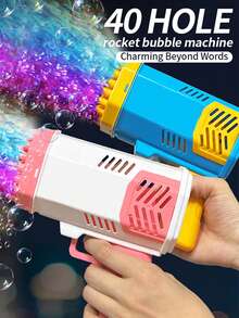 40 孔加特林泡泡枪 - 电动一键式泡泡枪，气流强劲，玩具礼物（不含电池和泡泡溶液） - 彩色 - 查看 2