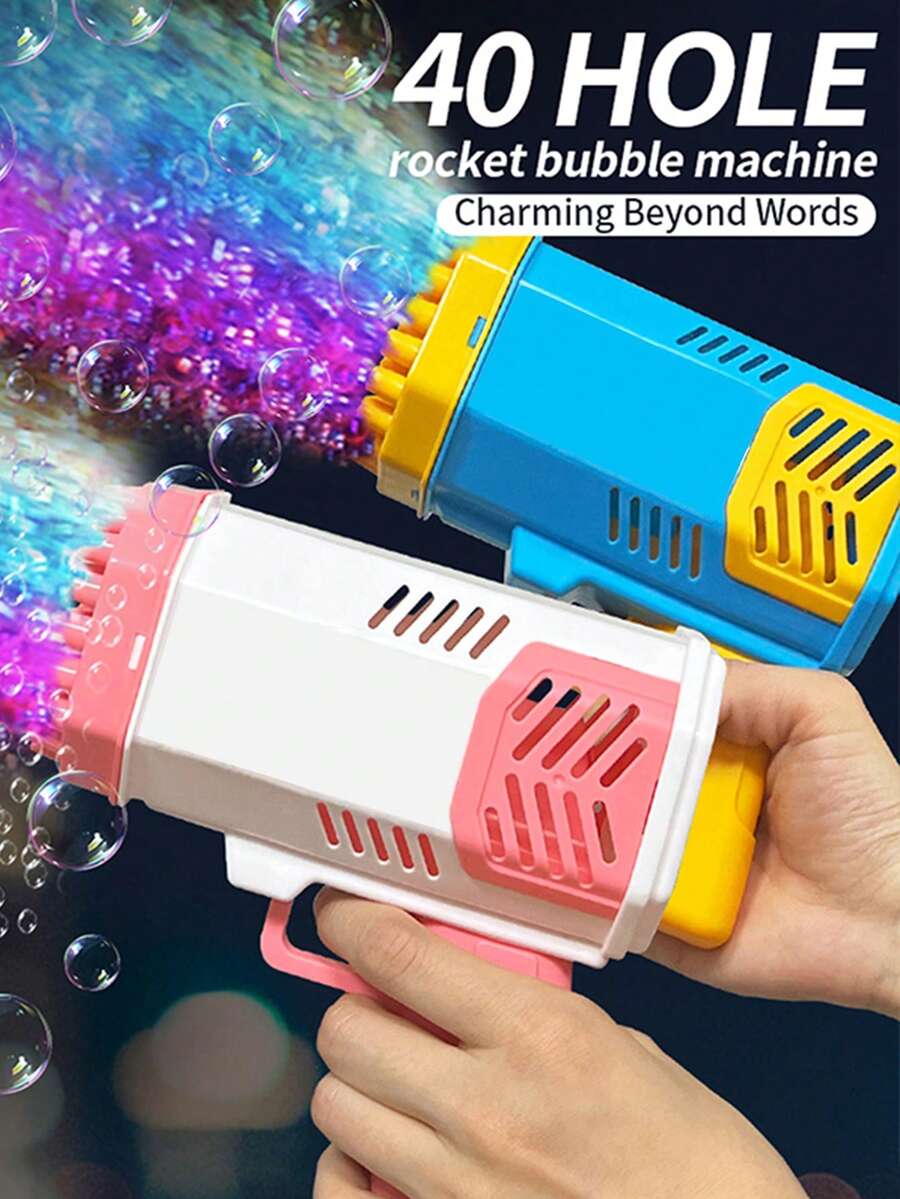 40 孔加特林泡泡枪 - 电动一键式泡泡枪，气流强劲，玩具礼物（不含电池和泡泡溶液）
