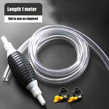 1pc Portable PVC Soft Tube Manual Fuel Transfer Pump, Suitable For Car, Motorcycle, Fish Tank, Oil, Gasoline, Liquid Transfer, Easy To Use, No Electricity Required, Fuel Transfer Tool, Fashionable Metal Finish, Manual Water Pump