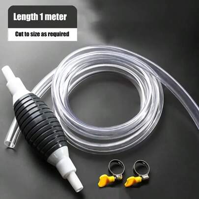 1pc Portable PVC Soft Tube Manual Fuel Transfer Pump, Suitable For Car, Motorcycle, Fish Tank, Oil, Gasoline, Liquid Transfer, Easy To Use, No Electricity Required, Fuel Transfer Tool, Fashionable Metal Finish, Manual Water Pump