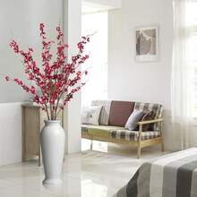 Artificial Cherry Blossom Flowers Realistic Fake Plum Blossom Floral For Home Decor - 紅色 - 查看 5
