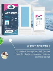 1盒含20张面部脱毛蜡纸*10片清洁湿巾，面部脱毛，无痛脱毛，面部脱毛蜡纸温和去除根部细毛，防水不残留，温和清洁不留斑，日常便携，适合多种需求，居家旅行皆宜