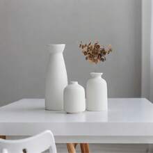 白色花瓶，简约现代家居装饰，藤编花瓶，适用于餐桌、书架、门廊等，木质风格，波西米亚风花盆，简约装饰配件，现代家居装饰，适合客厅和卧室，可作中心摆件，母亲节礼物，毕业礼物，婚礼装饰 - 彩色 - 查看 7
