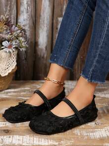 Modische & elegante Damen Lässig Mary Jane Ballerinas, leicht & atmungsaktiv, geeignet für Abendkleider, Partys