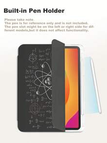 xercxerc Black Geometric Math Formula Printed On PU Leather Flip Cover, TPU Soft Back, 3-Fold Stand Function, Built-In Pen Slot, Shockproof And Drop Protection, Auto Wake/Sleep Feature, IPad Air 11-Inch Case, IPad 9th/10th/11th Generation Case, Fall IPad Case, Back To School Case, Compatible With IPad Pro 12.9/11/10.9 (2025/2024), IPad Air 10.9/10.5, IPad Mini 8.3, Galaxy Tab S10+/S9+/S8+ And More - 黑色 - 查看 9