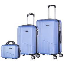 Set Of 3 Travel Suitcases: Lightweight ABS Shell, Number Lock, 4 360° Spinner Wheels, Aluminum Telescopic Handle. Trolley Suitcase Set, Cabin Luggage, Hand Luggage 2688. - 2688-LILA AZULADO - 查看 1