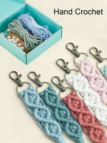 1 pieza Llavero de ganchillo de unicolor hecho a mano, manualidades DIY, llavero con borla trenzada, accesorio de estilo bohemio para bolso, ideas de regalo para el Día del Maestro, Navidad, accesorios para bolsos y coches, para amigos y hermanas - Multicolor - Ver 11