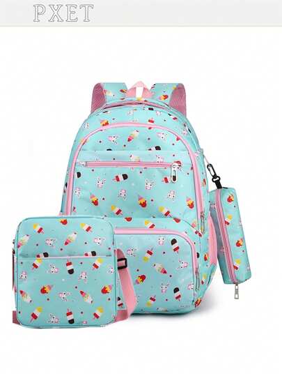 New Backpack For Girls, Casual Backpack For Elementary And Middle School Students, Lightweight And Fashionable Backpack For Girls, Three Pieces Backpack Set For Students