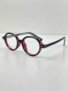 [Betsy] Unisex Round Glasses  Light TR-90 Lightweight Comfortable Retro Style Two-Tone- Light - Tartaruga Avermelhado - Xem 2