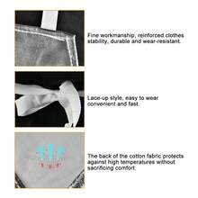 Este delantal de se.guridad aluminizado es fácil de limpiar y poner, resistente al calor, versátil, práctico y previene quemaduras. Es perfecto para cualquier cocina. El cinturón facilita su colocación y su talla es ideal para la mayoría de las personas. - Plateado - Ver 6