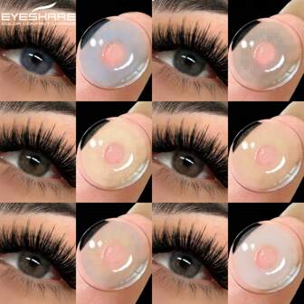  Eyeshare 1 对自然色隐形眼镜棕色隐形眼镜灰色美瞳学生眼妆外观 Pupilentes 蓝色眼睛镜片适合年度使用 14 毫米万圣节服装角色扮演