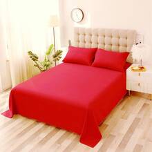 Sábana de microfibra cepillada suave, ropa de cama de primera calidad, transpirable, hipoalergénica, para cama individual, matrimonial, matrimonial, queen y king, tamaño 90 cm, 105 cm, 135 cm, 150 cm, 180 cm (sin funda de almohada) - Rojo - Ver 3