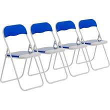 Padded Folding Chair - Easy Store Metal Frame Foldable Desk Chair For Office, Dining, Kitchen - Blue - View 10
