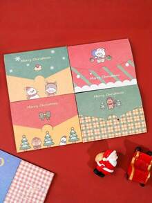 12Pcs Holiday Mini Christmas Card With Envelope - Happy Holiday Card Message Card Depicting Santa Claus, Snowman, Etc. - Perfect For Christmas Parties And New Year Celebrations, Christmas Card, Birthday Wishes Envelope - Multicolor - View 5