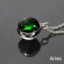 1pc 12 Zodiac Constellation Necklace, Starry Sky Glow In The Dark Glass Ball Pendant Necklace, Suitable For Men & Women, Father's Day, Thanksgiving, Christmas, New Year, Birthday Gift, Holiday Present Valentine's Day - Constellation Necklace - View 15