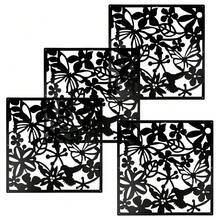Hanging Room Divider Decorative Thick Wall Screen Panels Floral Carving Pattern Hollow Out Design For Bedroom Living Dining Room Kitchen Office Restaurant Home Hotel Decor, 15.7"X15.7" - Black - View 2