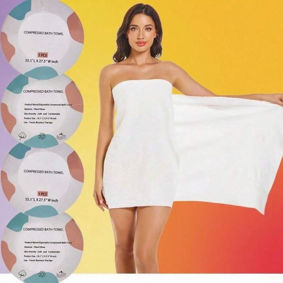 3-Pack Compressed Bath Towels – Super Absorbent & Travel-Friendly – 55.1"X27.5" – For Camping & Spa