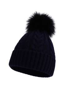 1 件婴儿针织帽，带绒球，适合幼儿男孩和女孩的温暖无檐小帽，秋冬 - 1PC - 查看 11