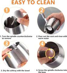 Modern Tabletop Cigarette Ashtray - Large Silver Smokeless Windproof With Lid, Indoor/Outdoor Use For Home/Office/Patio/Balcony - Large - View 6