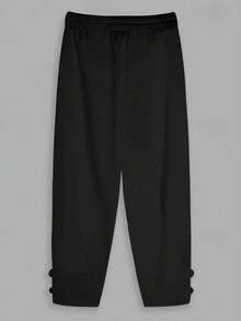 1pc Women's Lightweight 3/4 Harem Pants With Elastic Waistband - White, Black, Loose Fit, Drawstring, Breathable Polyester, Casual Spring/Summer - 黑色 - 查看 2