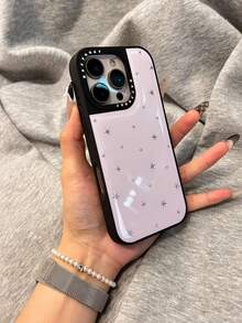 Custodia per telefono minimalista e alla moda con stelle dorate, compatibile con 16 Pro Max, 15, 14, stile coreano di nicchia, protezione antiurto compatibile con 16, 15 Pro