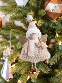 1Pc Knitted Angel Pendant, Christmas Hanging Ornament, Christmas Decorations, Cute Elf Home Decoration Ornament, Christmas Tree Decoration, Holiday Festival Party Supplies, Xmas Decor, Christmas Gift, Christmas Pendent